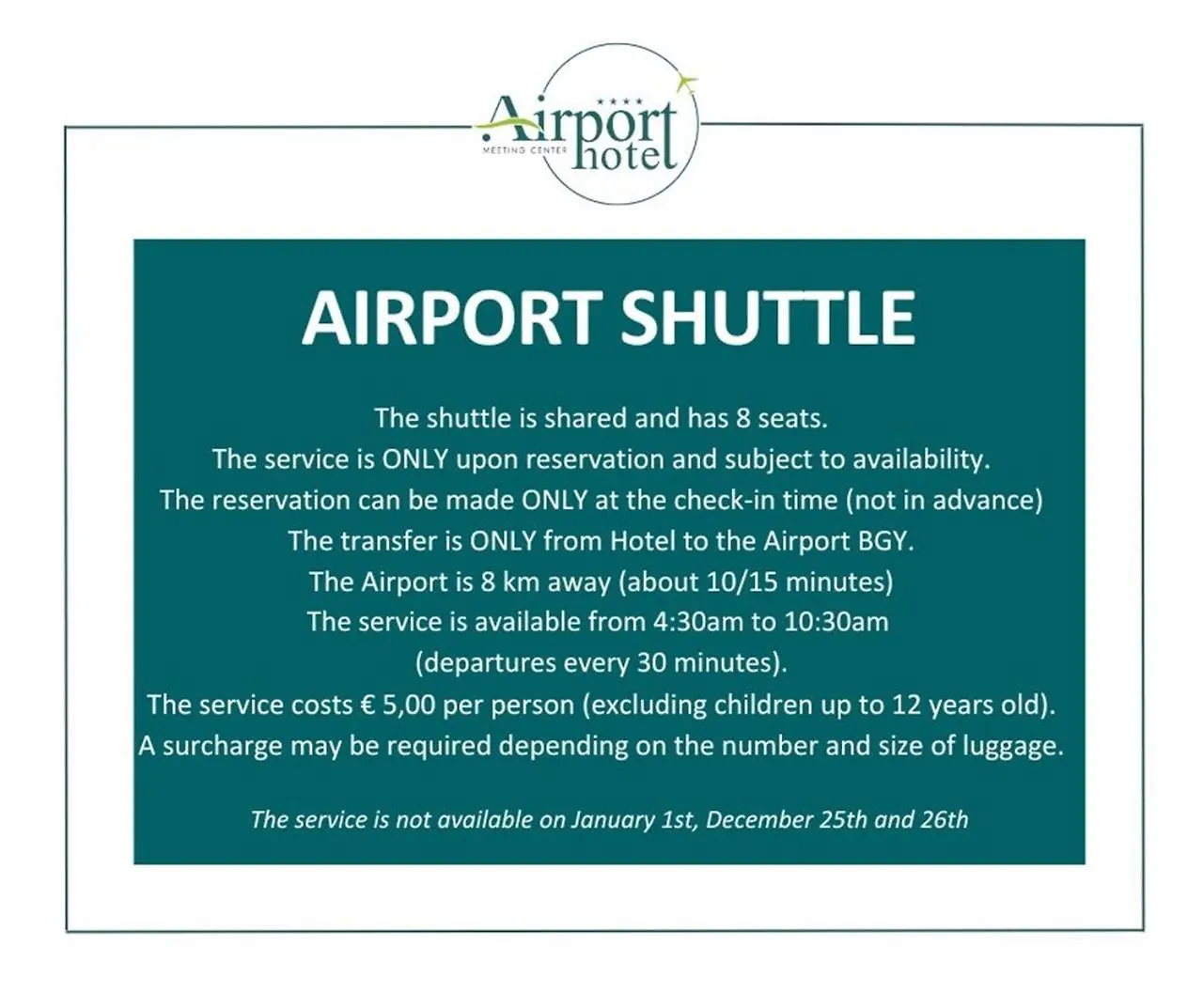 ****  Airport Hotel Bergamo Bagnatica Italy